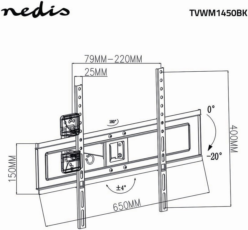 Support mural NEDIS  - TVWM1450BK
