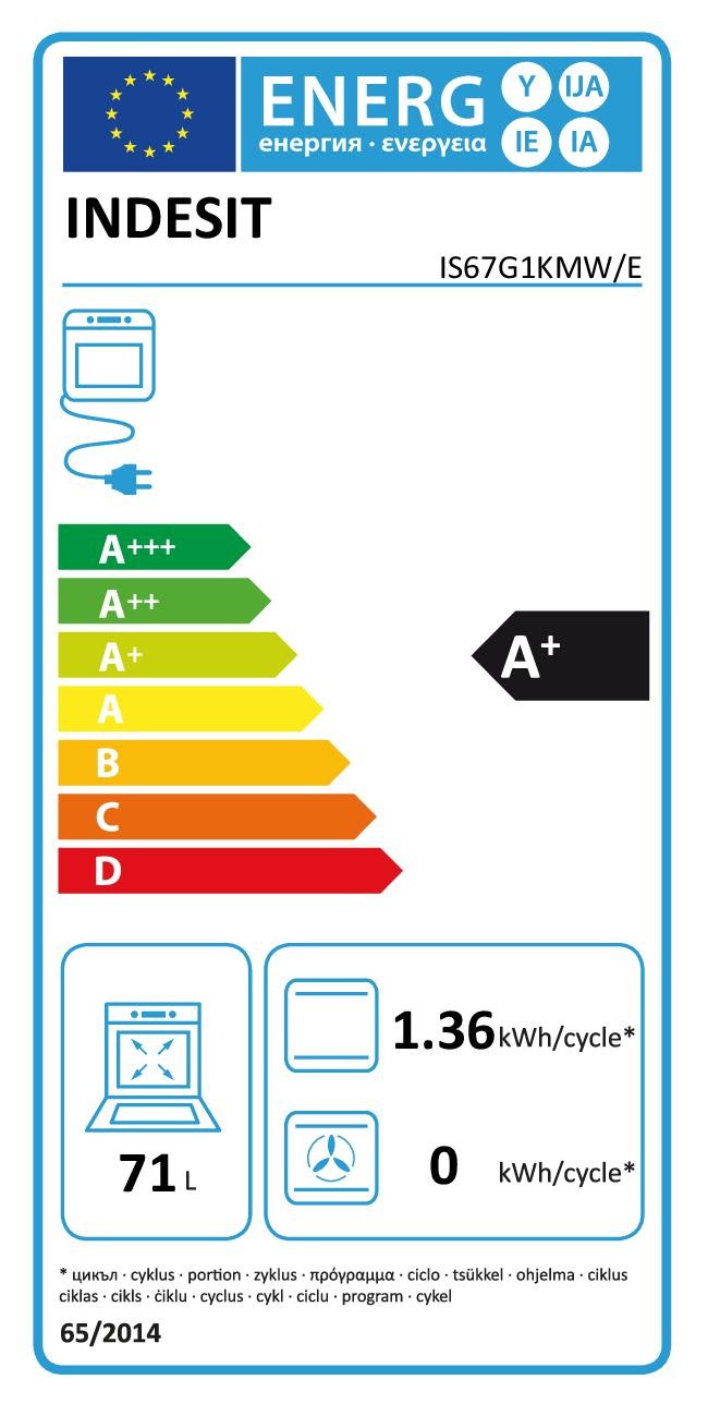 Cuisiniere gaz INDESIT 4 Feux + four Gaz Blanc - IS67G1KMW/E