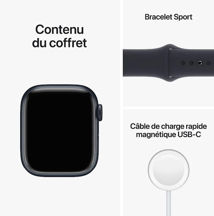 Montre connectée APPLE Apple Watch Série 8 GPS 41mm Noir - WATCH8-MNP53NF