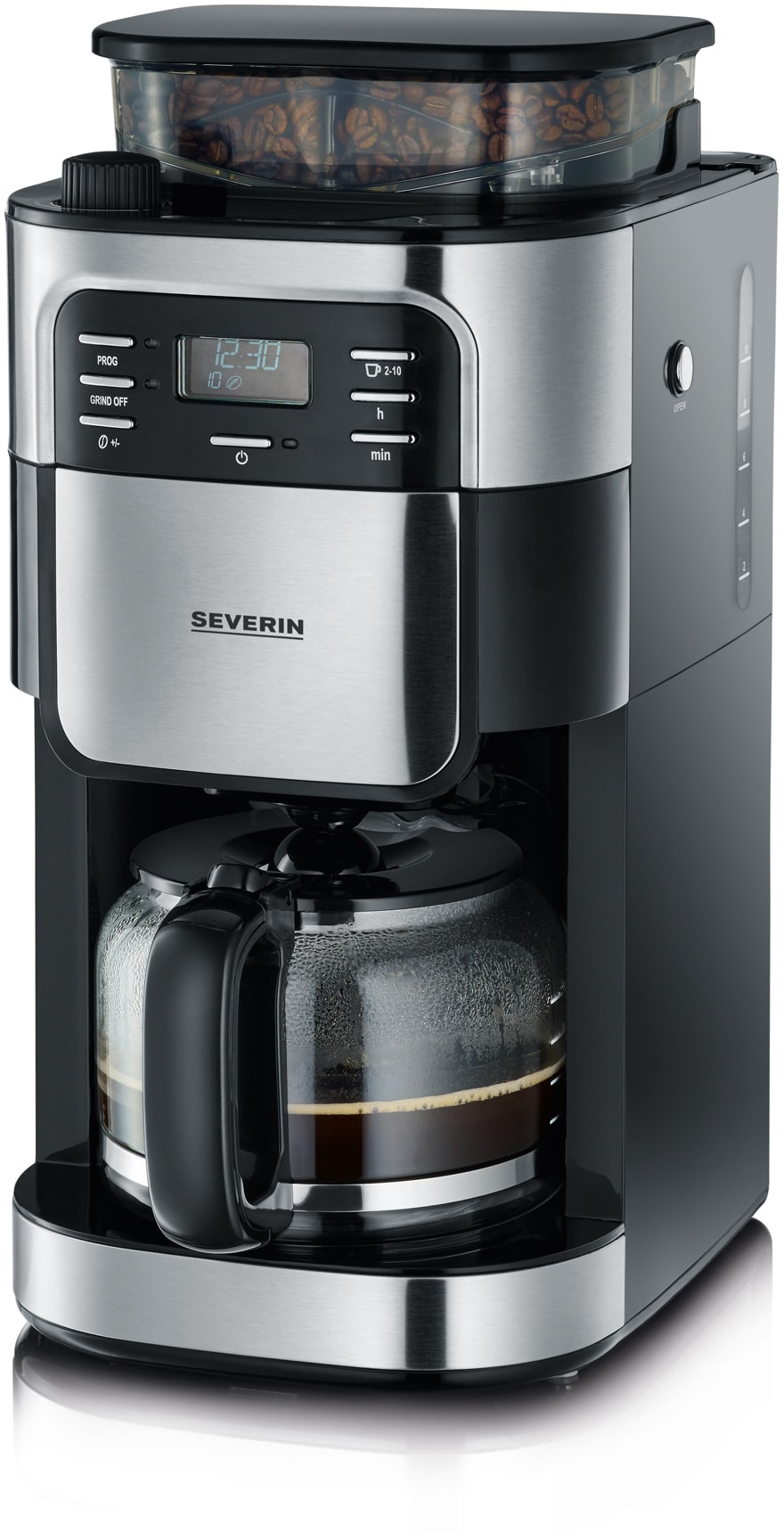 Cafetière SEVERIN à filtre avec broyeur, 1.4L, Inox KA4810