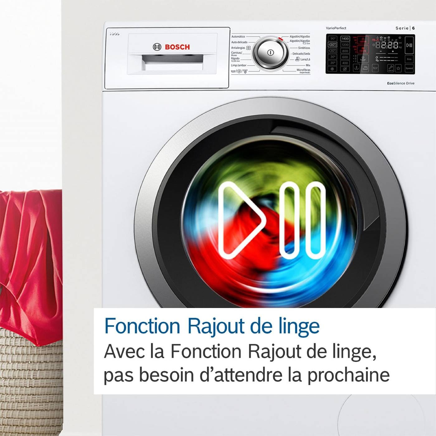 Lave linge Frontal BOSCH Série 4 Iron Assist 9Kg Blanc - WAN24209FR