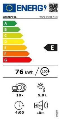 Lave vaisselle 45 cm WHIRLPOOL  - WSFO3T223P