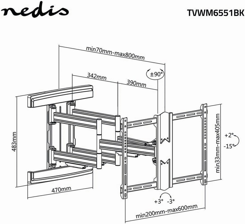 Support mural NEDIS  - TVWM6551BK