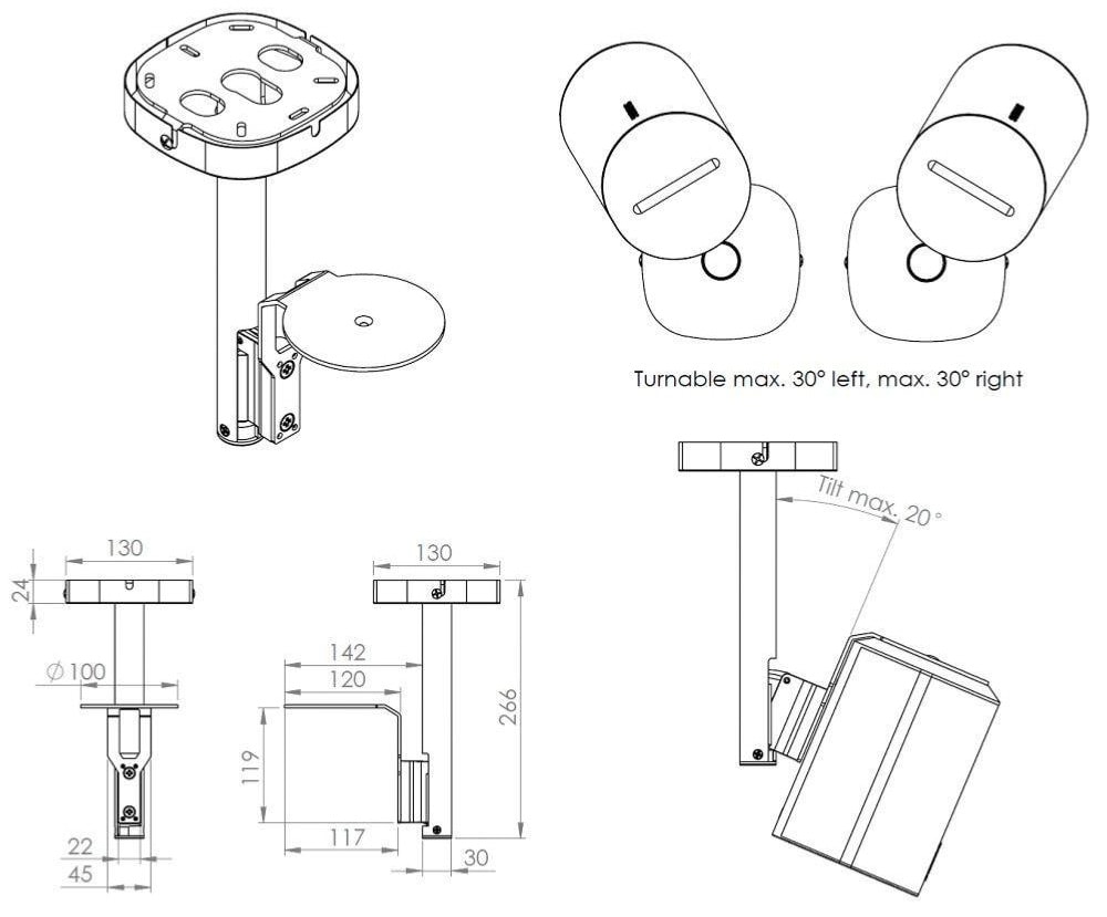 Support plafond CAVUS  - CPSE100B