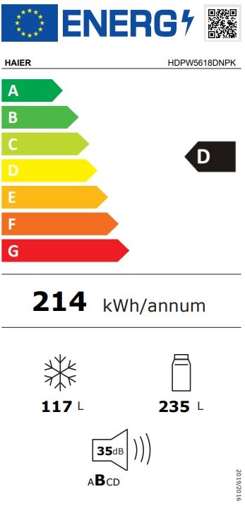 Réfrigérateur congélateur bas HAIER 352L gris - HDPW5618DNPK