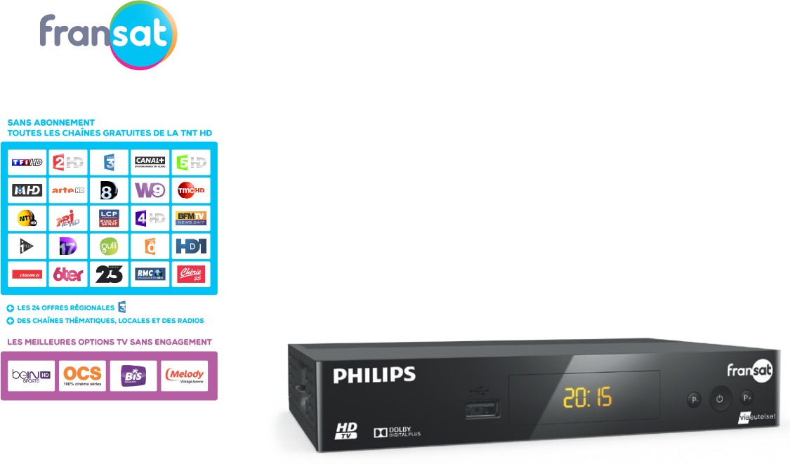 Décodeur satellite TNT HD PHILIPS  - DSR3031F