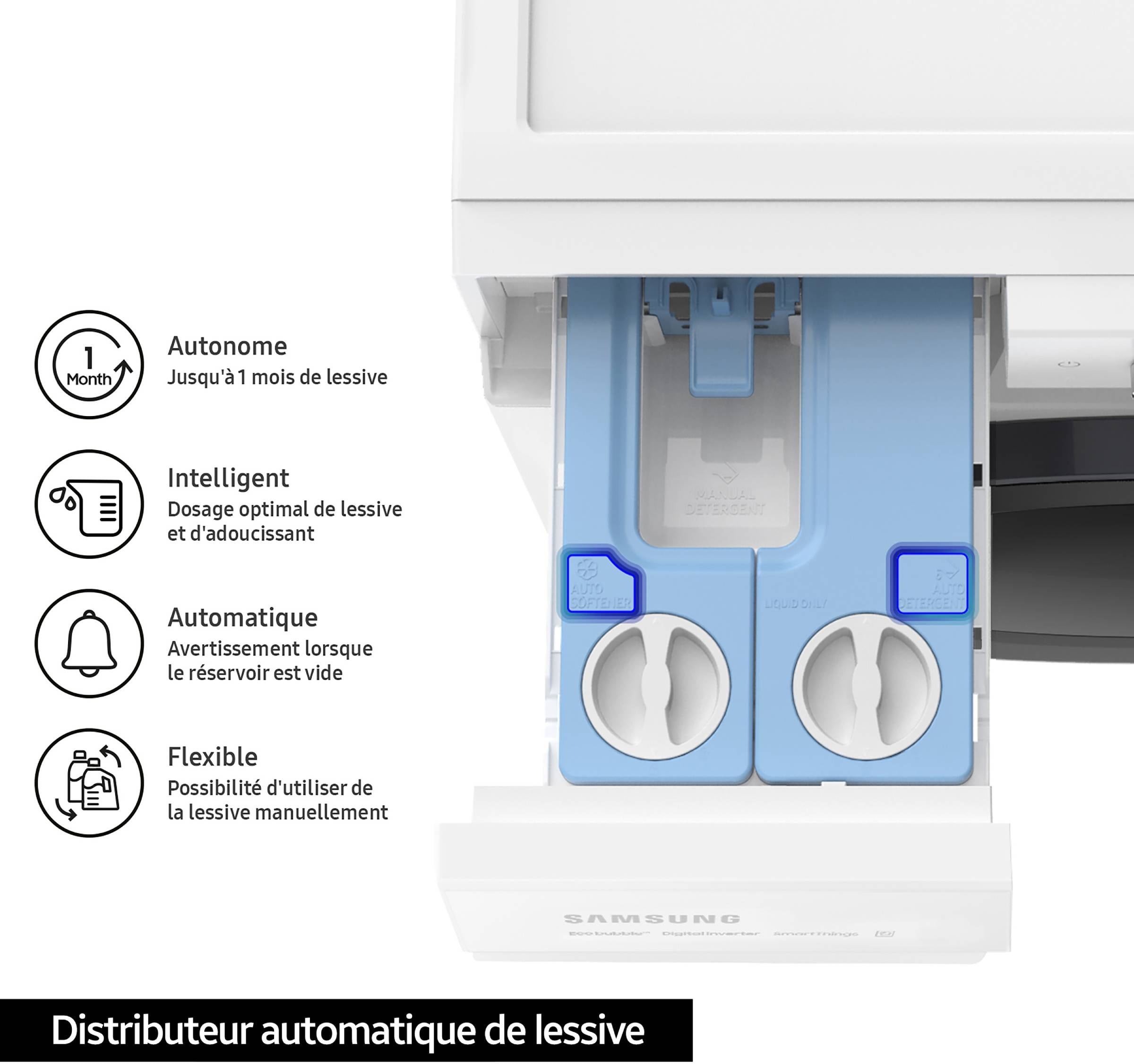 Lave linge Frontal SAMSUNG AI Ecobubble 11kg Noir - WW11DB7B94GB