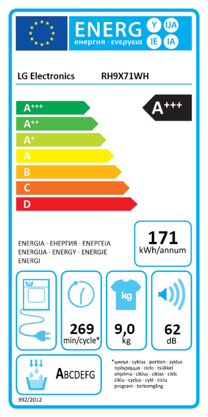 Sèche-linge pompe à chaleur LG  - RH9X71WH