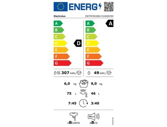 Lave linge sechant Frontal ELECTROLUX 9kg Blanc - EW7W3916DA