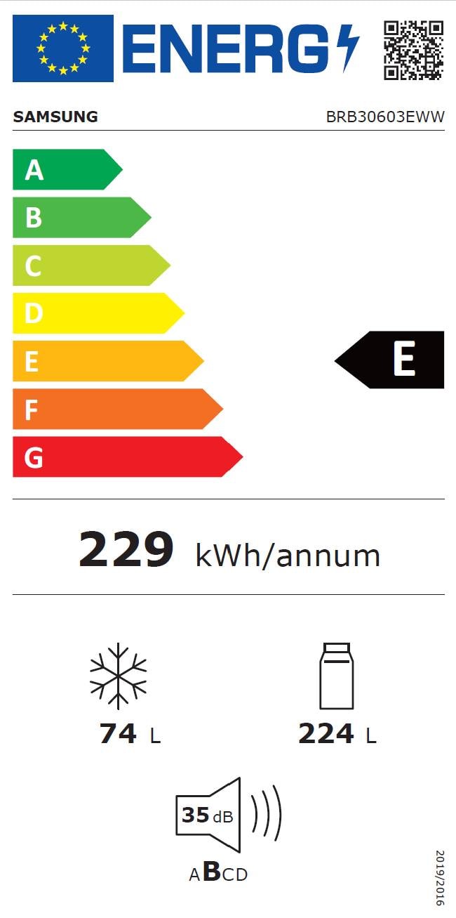 Réfrigérateur congélateur encastrable SAMSUNG , Froid No Frost, 298L - BRB30603EWW