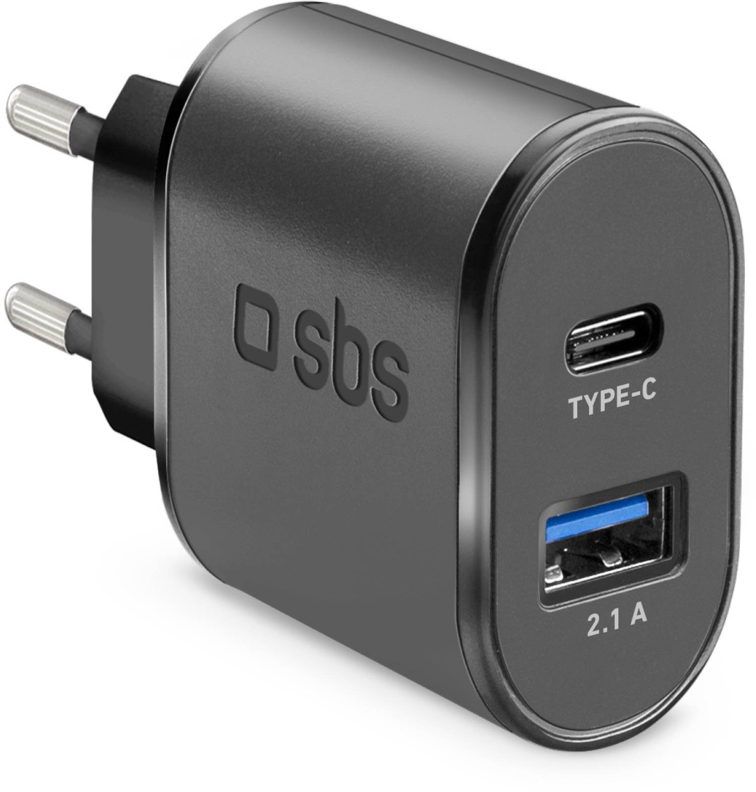 SBS Chargeur secteur Chargeur USB portable - Type C à chargement rapide - CHARG-TYPEC-USBA