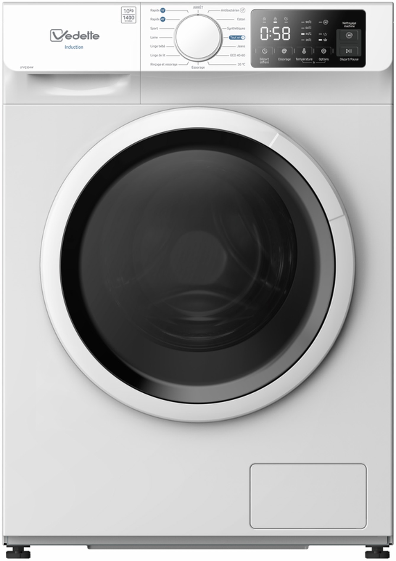 Lave linge Frontal VEDETTE , 1400 trs/mn, 10Kg, Blanc  LFVQ304W