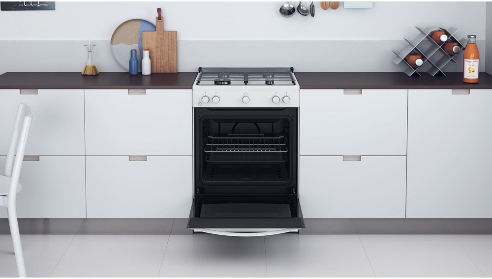 Cuisiniere gaz INDESIT 4 Feux + four Gaz Blanc - IS67G1KMW/E