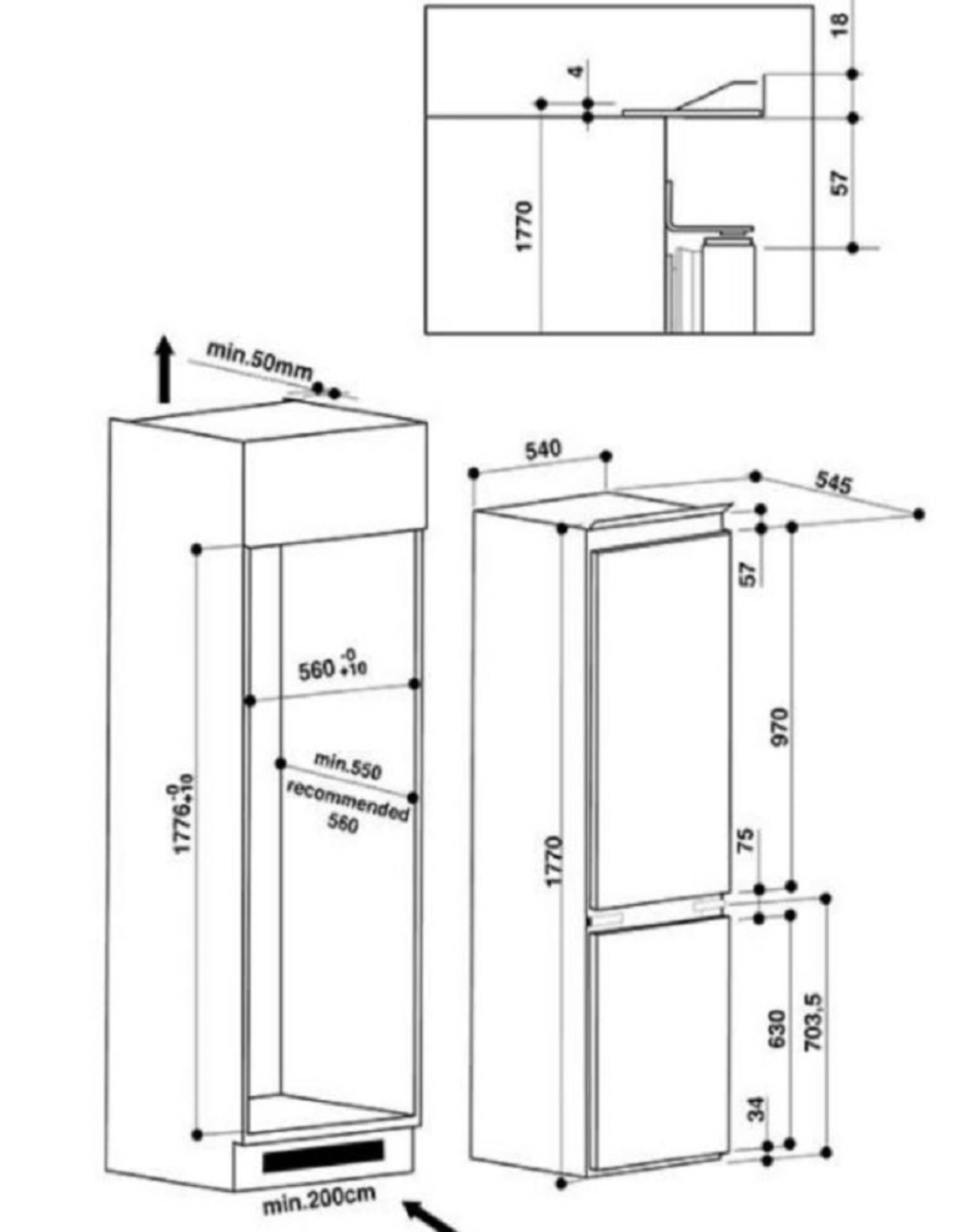 Réfrigérateur congélateur encastrable HOTPOINT ARISTON 273L - HAB7032D