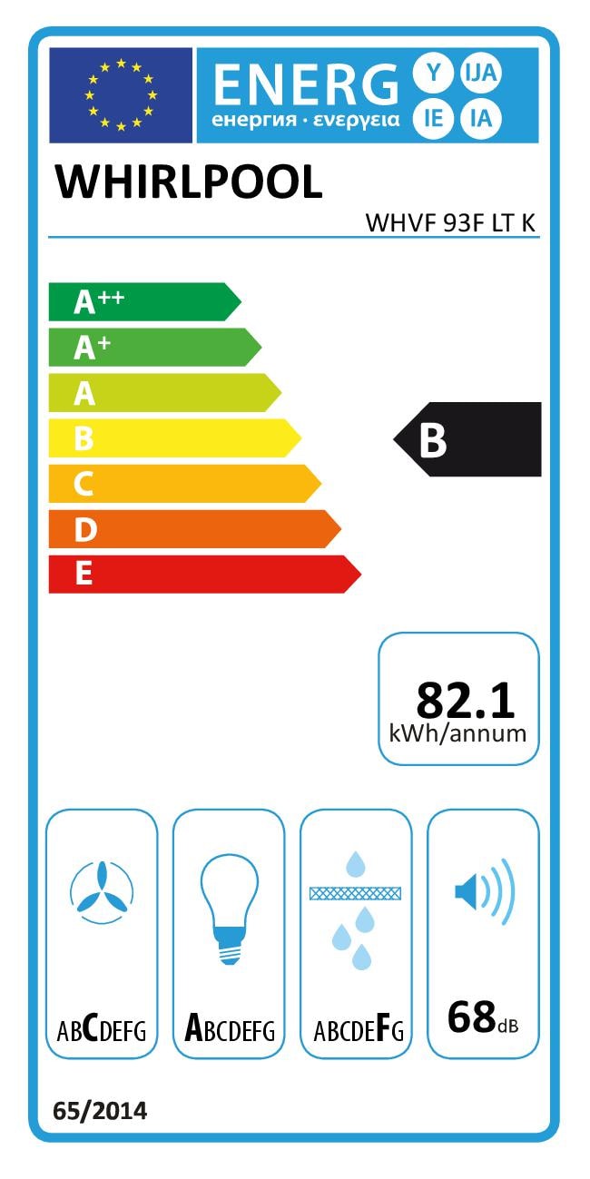 Hotte decorative murale WHIRLPOOL  - WHVF93FLTK