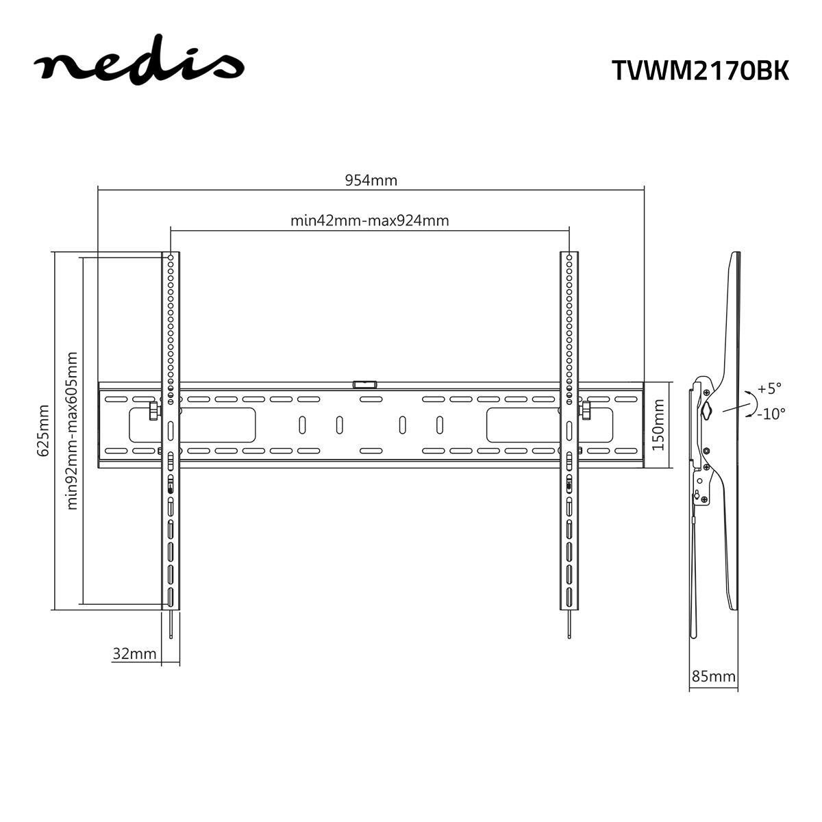 Support mural NEDIS  - TVWM2170BK