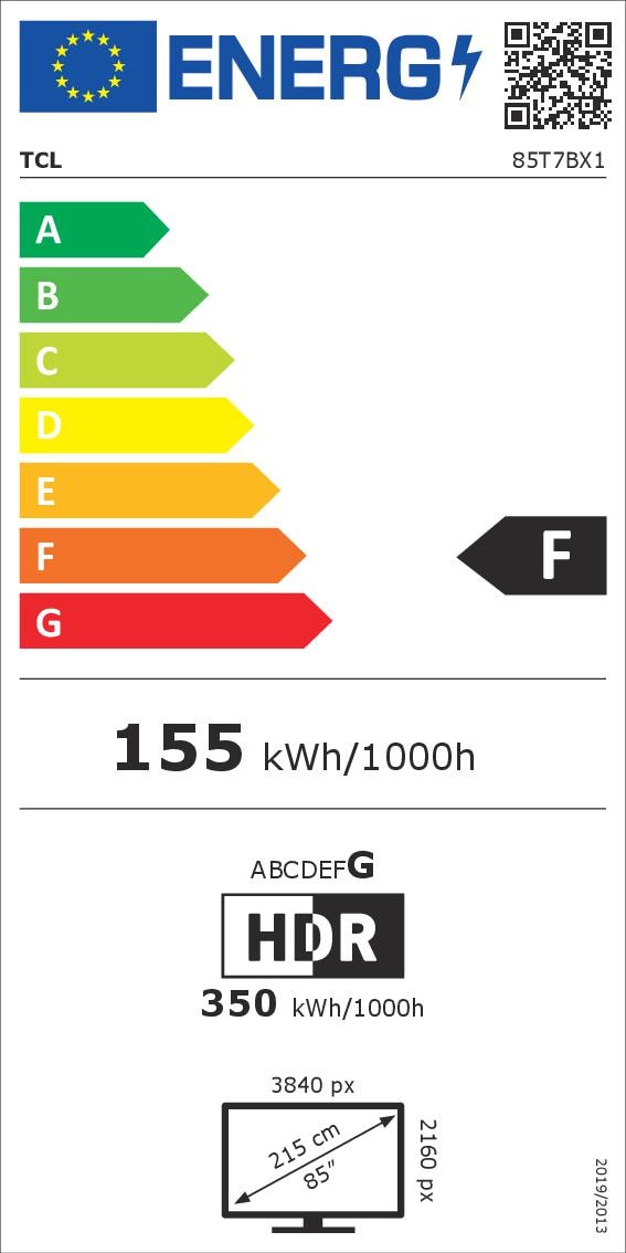 TV LED 4K 215 cm TCL , HDR Pro, Google TV, 85" - 85T7B