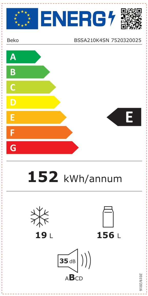 Réfrigérateur encastrable 1 porte BEKO  - BSSA210K4SN