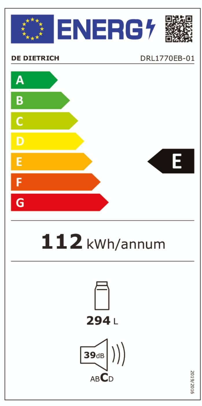 Réfrigérateur encastrable 1 porte DE DIETRICH  - DRL1770EB