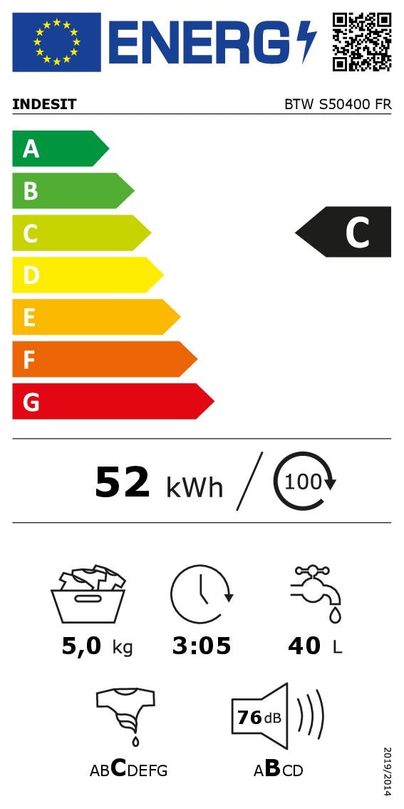 Lave linge Top INDESIT  - BTWS50400FR