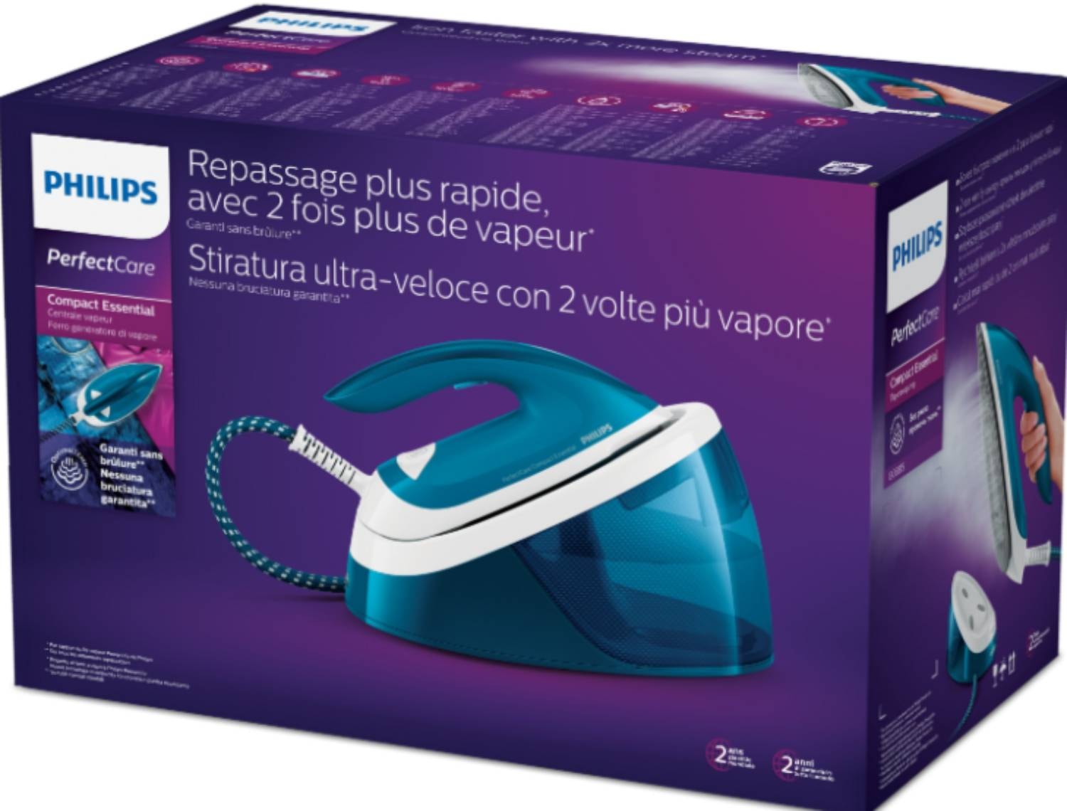 Centrale vapeur PHILIPS PerfectCare Compact Essential 2400W Bleu - GC6815/20