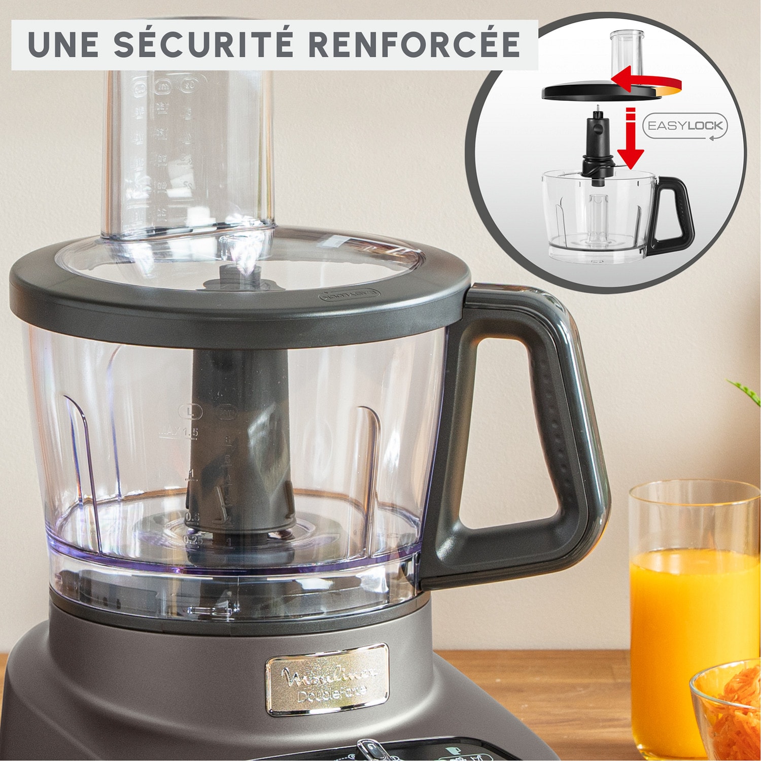 Robot culinaire MOULINEX Double Force 100W + 10 accessoires - FP825E10