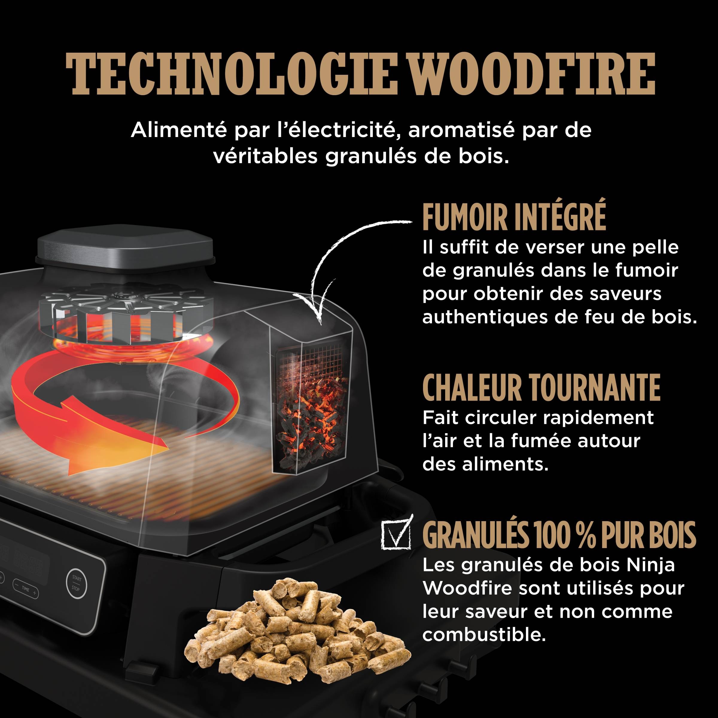 NINJA Barbecue électrique et fumoir Woodfire 2400W - OG701EU