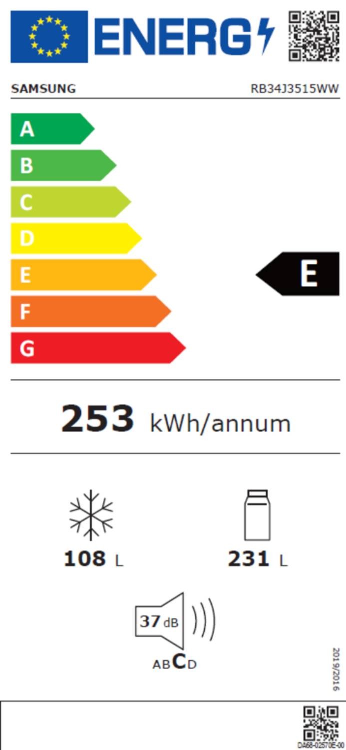 Réfrigérateur congélateur bas SAMSUNG No frost 339L Blanc - RB33J3515WW