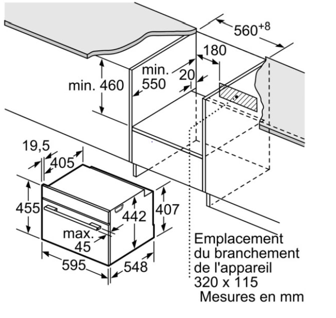 Four combiné micro-ondes BOSCH Série 8 fonction Micro-ondes EcoClean 45L Inox - CMG636BS1