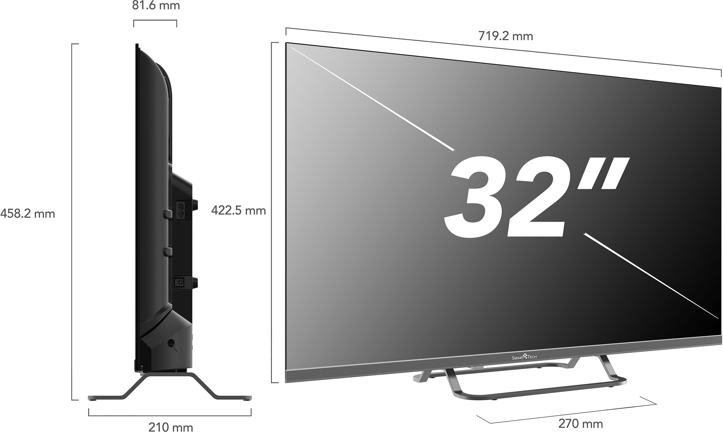 TV QLED Full HD 80 cm SMART TECH  - 32QW01V