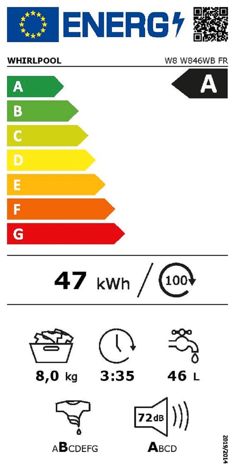 Lave linge Frontal WHIRLPOOL W8W846WBFR 8kg - W8W846WBFR