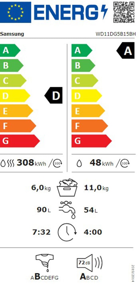 Lave linge sechant Frontal SAMSUNG  - WD11DG5B15BH