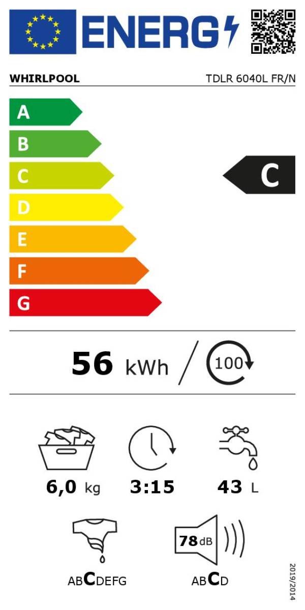 Lave linge Top WHIRLPOOL  - TDLR6040LFR/N