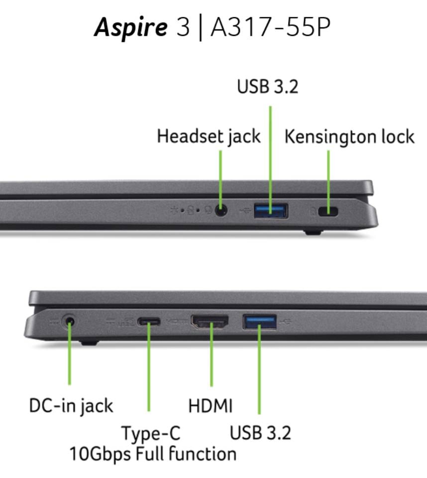 ACER Ordinateur portable Aspire 3 17.3" i3 N305 16Go Ram 512Go SSD - A317-55P-331S