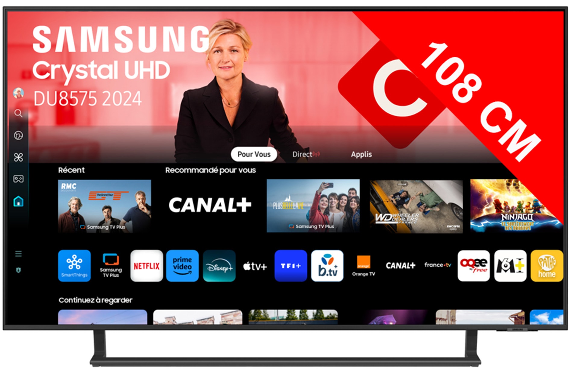 TV LED 4K 108 cm SAMSUNG , Smart TV, 43" TU43DU8575