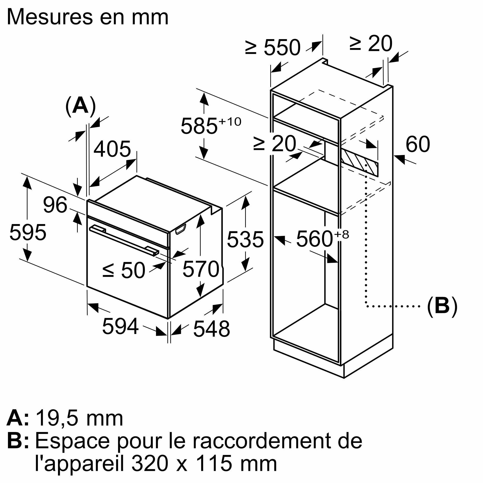 Four encastrable pyrolyse BOSCH 71L Noir - HQG572BB3F