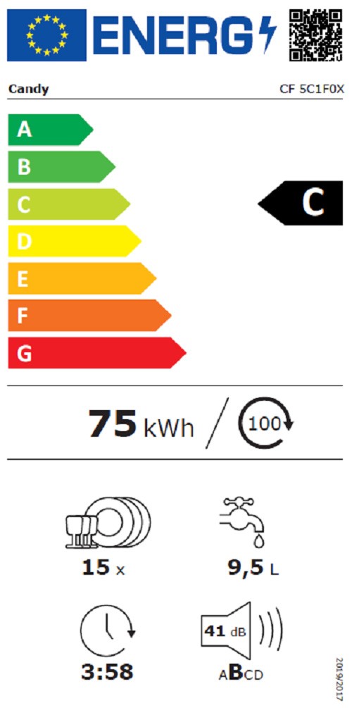 Lave vaisselle 60 cm CANDY RAPIDO 15 couverts - CF5C1F0X