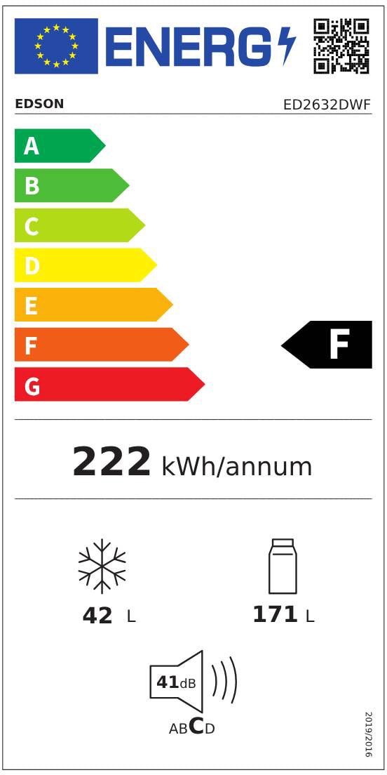 Réfrigérateur congélateur haut EDSON 213L Blanc - ED2632DWF